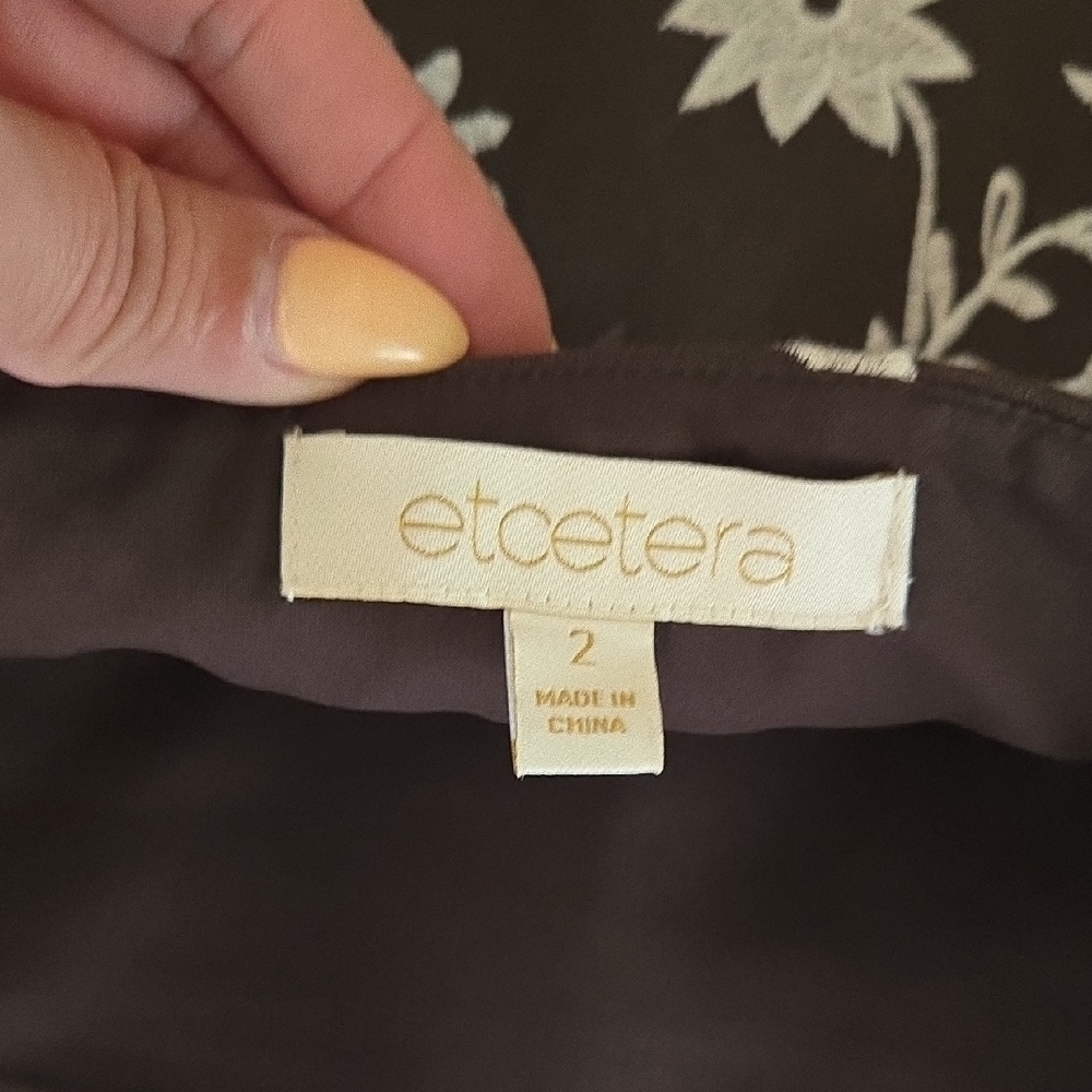 Etcetera Cream & Chocolate Brown Embroidered Cotton Pencil Skirt – Boho Elegance - Picture 11 of 11